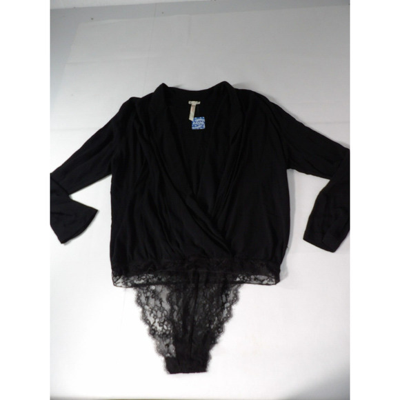 Free People Intimately Turnt Large Body Suit Deep V Crossover Black New NWT - Picture 5 of 15